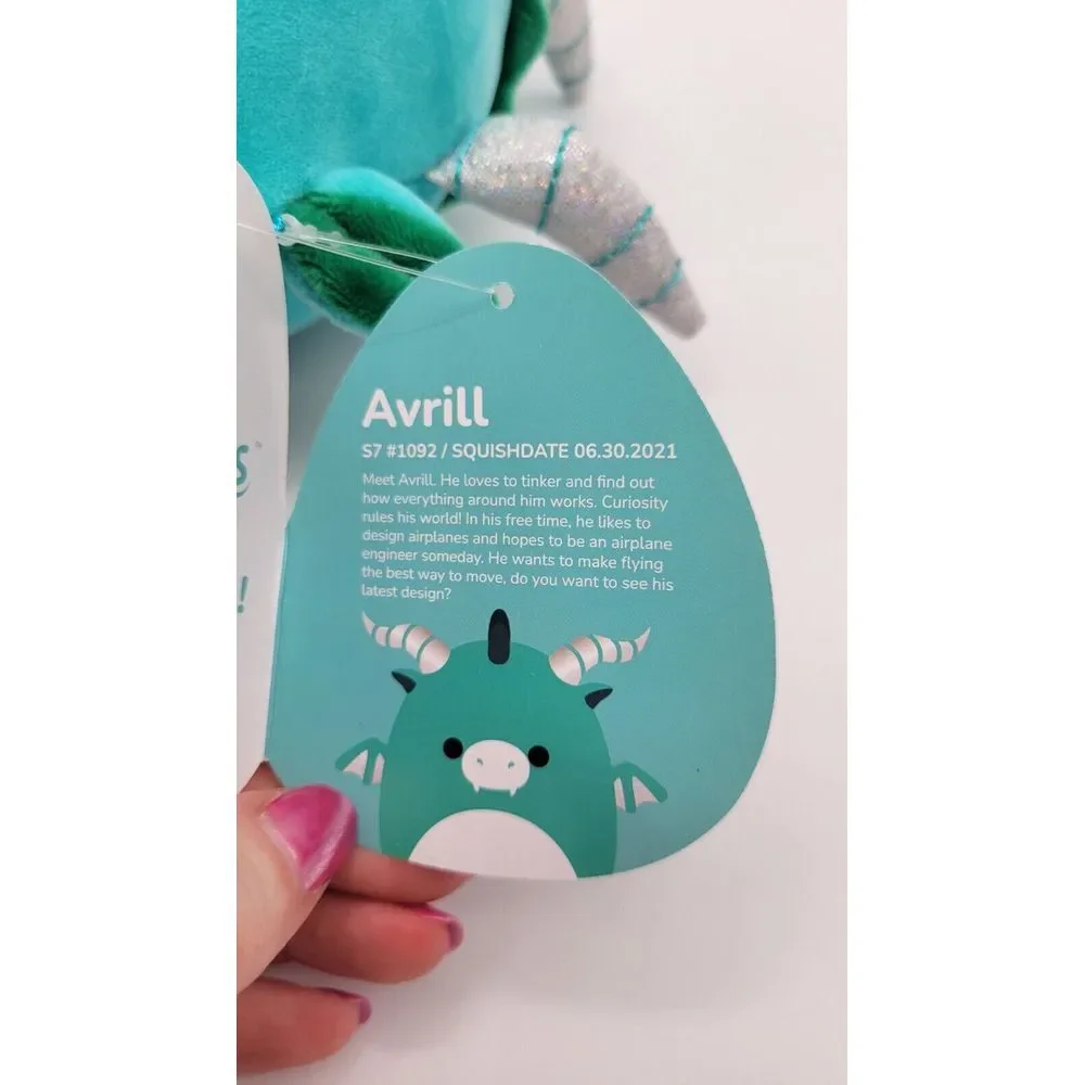 Squishmallow Avrill The Blue Teal‎ Dragon Fantasy Squad 8 in Plush Toy bundle